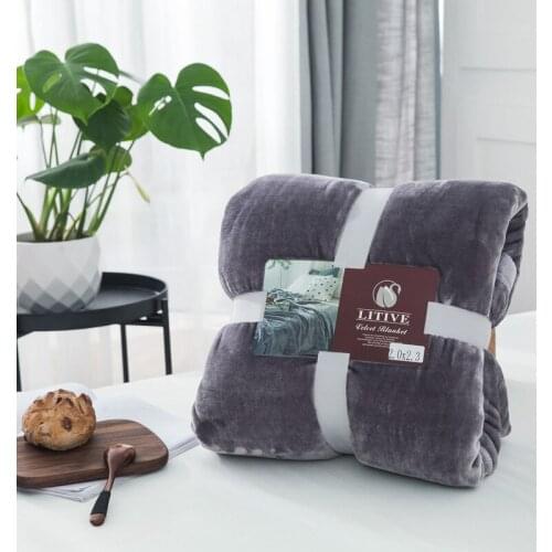 400gsm Super Soft Coral Fleece Blanket Solid Color Sofa Cover Mink Throw Winter Warm Sheet Fluffy Plaid Blanket