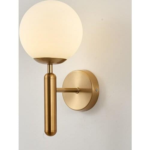 Nordic Led Wall Lights Fixtures Glass Ball Wands lamp For Bathroom Mirror Light Gold Black Modern Decorative Round Wall Lamp
