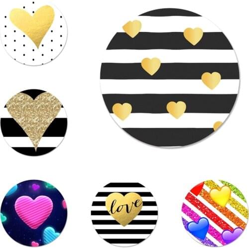 Striped Heart Love Icons Pins Badge Decoration Brooches Metal Badges For Clothes Backpack Decoration