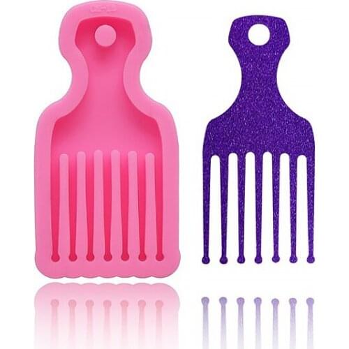 1 piece Shiny Hair Pick Mold Silicone Hair Comb Mold Resin Keychain Mold With Hole 10336450