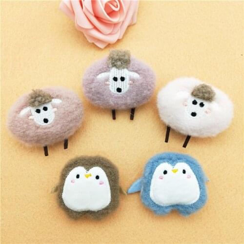 10Pcs/Lot Plush Cartoon Stuffed Sheep Penguin Patches Appliques For Baby Sock Sewing Accessories DIY Hair Clip Decoration