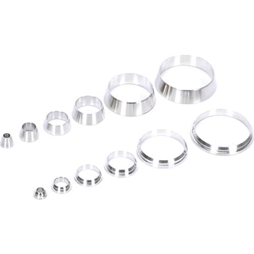 10) Fit Tube O/D 3-25mm 1/8" 1/4" 3/8" 1/2" " 304 Stainless Air Compression Sleeve Ferrule Double Ferrule Ring Pneumatic