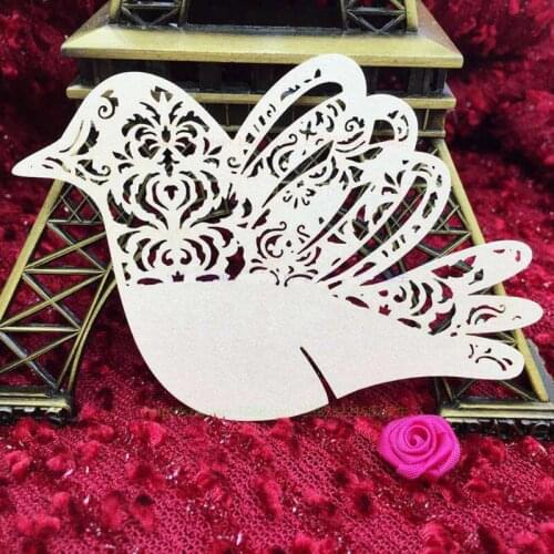 100 Pcs Wedding Decor Bird Cup Card Paper Guest Seat Card Hollow Card Wine Glass Card Party Meet Shower Party Supplies 8ZSH064