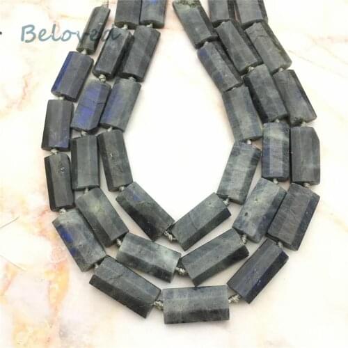 13*26mm Faceted Rectangle Flash Labradorite Nugget Beads, Raw Quartz Spectrolite Gems Stone Beads For Jewelry Making, BG18285