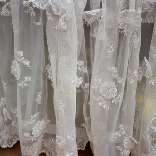 130cm 51.18" *1Y Off White MeshLace Fabric with 3D Organza Flowers, EmbroideryTulle Dress Bridal Wedding Fabric