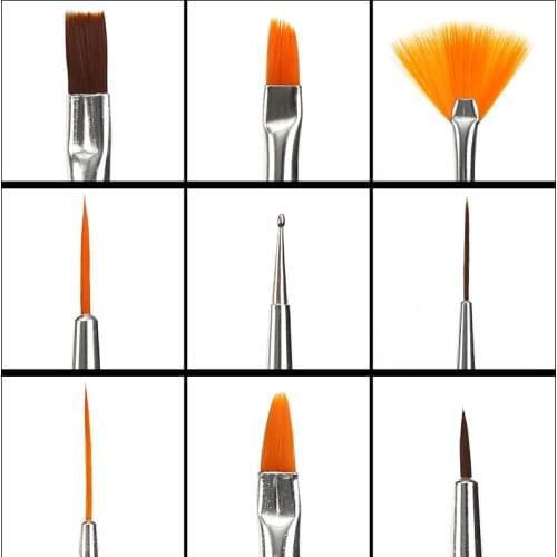 15pcs Professional UV Gel Acrylic Nail Art Brush Set Design Gel Polish Painting Drawing Pen Manicure Nails Tips Tools New Kit