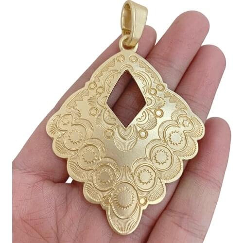 2 x Matt Gold Large Boho Bohemia Square Shaped Charms Pendants for Necklace Jewelry Making Accessories 80x55mm