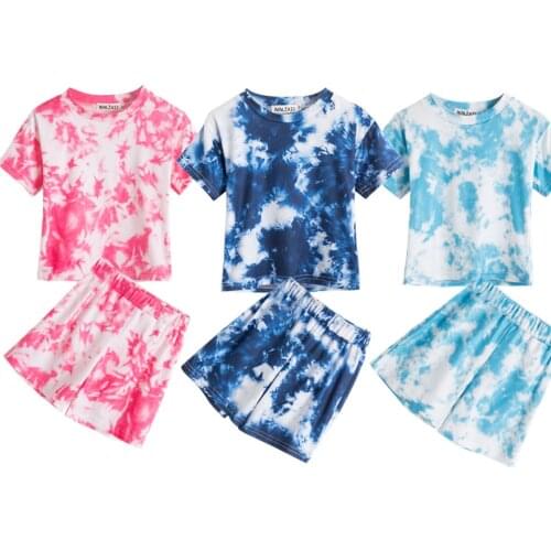 Baby girl clothes Summer Short Sleeve Tops with Pants 2pcs Tie Dye Clothes Sets Children Clothing Boys Sets Kids Outfits