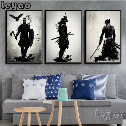 3pcs Japanese Samurai 5d diy diamond painting Anime men full diamond embroidery mosaic modern triptych black white decor