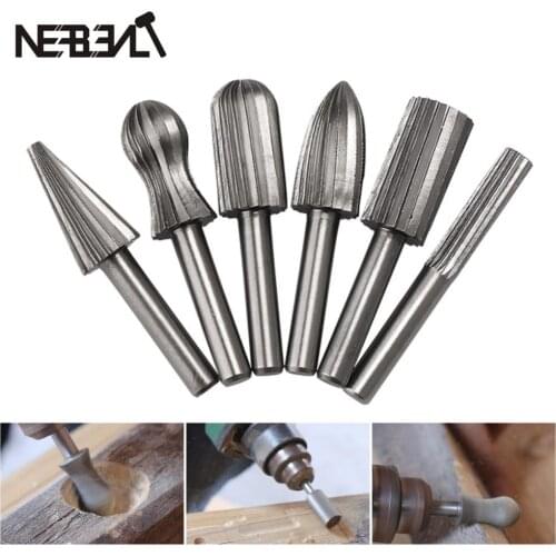 5/6pc Woodworking Head Tungsten Carbide Hss Rotary Drill Bit Rasp Burr Electric Grinder Accessories for Metal Engraving/Grinding