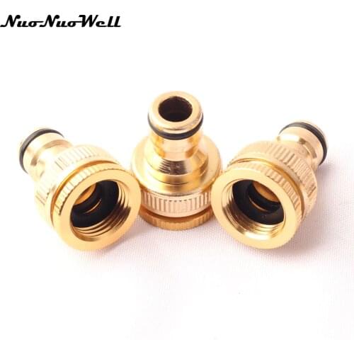 1pcs NuoNuoWell 1/2" 3/4" Thread Quick Connector Aluminum Tap Connector for Garden Irrigation Watering Hose Pipe Fitting Adapter