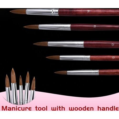 Acrylic Nail Drawing Manicure Powder Wood Handle Professional Tools Nail Art Brush Carving Pen Brush Liquid Powder DIY tools