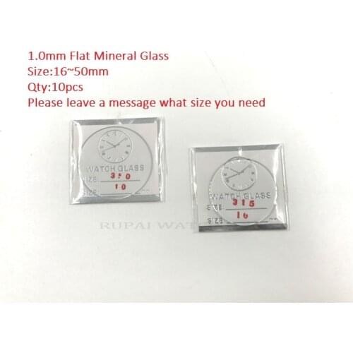 Free Shipping 10pc Flat Mineral Watch Glass/Crystal 1.0mm Thick 16~50mm Size