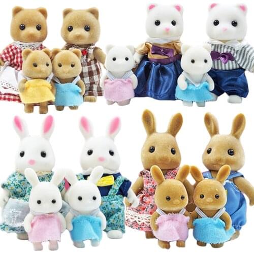Baby Plush Dollhouse Furniture Playset Simulation Forest Rabbit Family Doll Bear Play House Doll Various For Girl Kids Toys