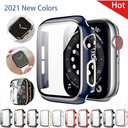 For Apple Watch 44mm 40mm Series6 SE 5 4 Tempered Glass+Case Screen Protector Coverage Bumper Case for Iwatch Series 3 2 38/42mm