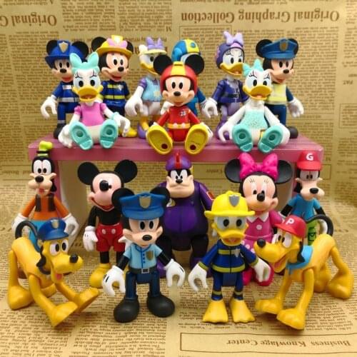 Animation Cute Movable Action Figures Mickey Daisy Minnie Donald Duck Goofy Mouse Ornament Dolls PVC Model Toy Children Gifts