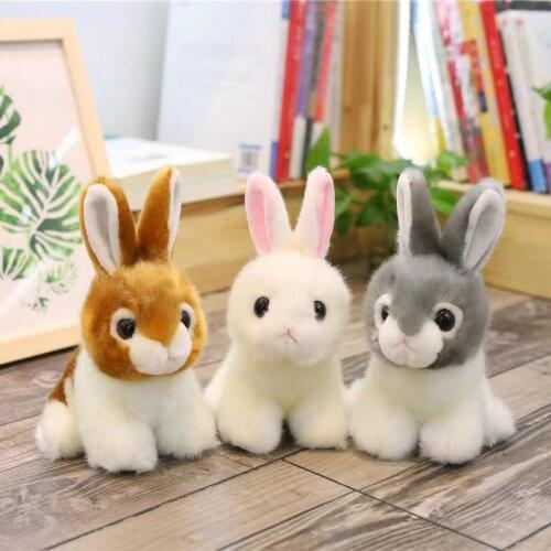 Like Real Wild Animals Plush Toys Cute Lifelike Rabbit Bunny Stuffed Dolls Grey White Brown Best Gifts For Kids Boy Girls