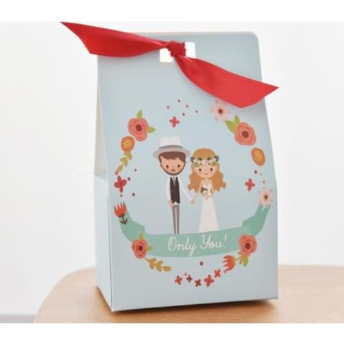 Bride & Groom Lovely Wedding Party Sweets Candy Cake Gift Favour Boxes Bags With Ribbon Only You Words Tiffany presents wrap