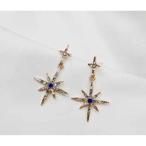 Korean version of six star earrings female exquisite full drill light luxury ear nail tide web celebrity personality temperament