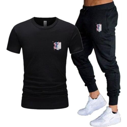 Hot-Selling Summer T-Shirt Pants Set Casual Brand Fitness Jogger Pants T Shirt Hip Hop Fashion Mens Tracksuits