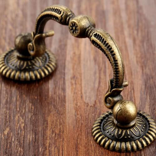 1pc 90*42mm Furniture Handles Drawer Door Knobs Jewelry Box Bronze Cabinet Pulls Cupboard Wooden