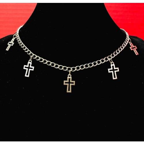 Fashion Hollow Cross Pendant Women Jewelry Choker Necklace for Women Womens Neck Chain Kpop Goth Punk Friends Gothic