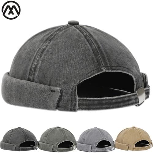 Retro Woman Hat Sailor Hat Solid Color Docker Hat Men Landlord Hat Distressed Solid Color Melon Leather Hat Street Hip-Hop Caps