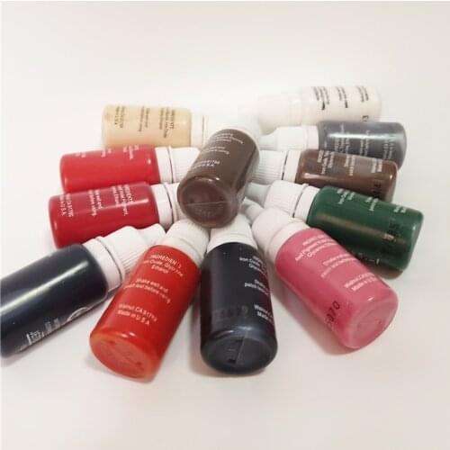 Tattoo ink set 15ml (1/2OZ) permanent makeup eyebrow pigment chocolate brown black dark red pink beige colors
