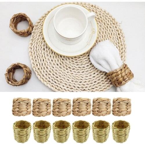 Rustic Napkin Rings Set of 6 Handmade Grass Woven Napkin Ring Wedding Home Decor