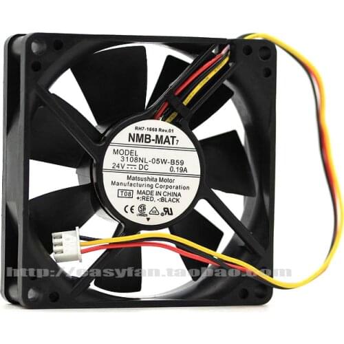 NMB-MAT 3108NL-05W-B5 T08 DC 24V 0.19A 80x80x20mm Server Cooling Fan