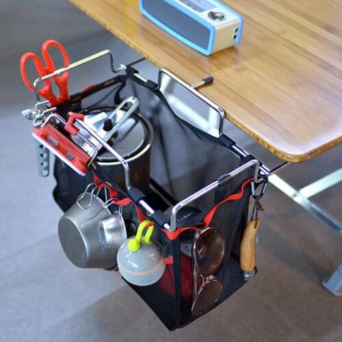 Outdoor Camping Portable Storage Grid Picnic Table Rack Barbecue Stand Net Bag for outdoor camping picnic kitchen Glass Beach