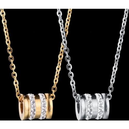 2021 Stainless Steel Crystal Chain Necklaces Fashion Luxury Zircon Round Pendant Necklace For Women Men Trend Wedding Jewelry