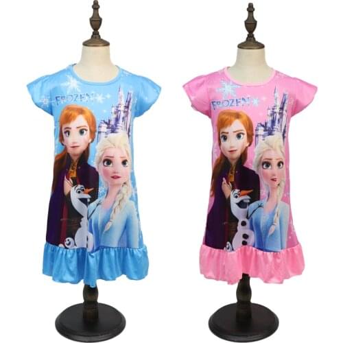 Disney Princess Dress Girl Summer Clothing Kids Clothes Childrens Pajamas Birthday Dresses Casual Costume Frozen 2 Anna Elsa