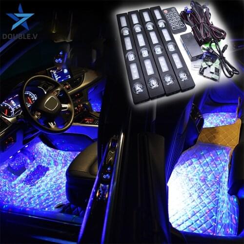 Car interior colorful ambient lights Car floor LED lights Wireless remote control lamp Star light Car floor atmosphere lamp