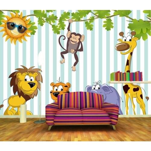 Custom mural wallpaper 3d,Cartoon animal children lovely wallpaper,living room sofa tv background kids room papel de parede