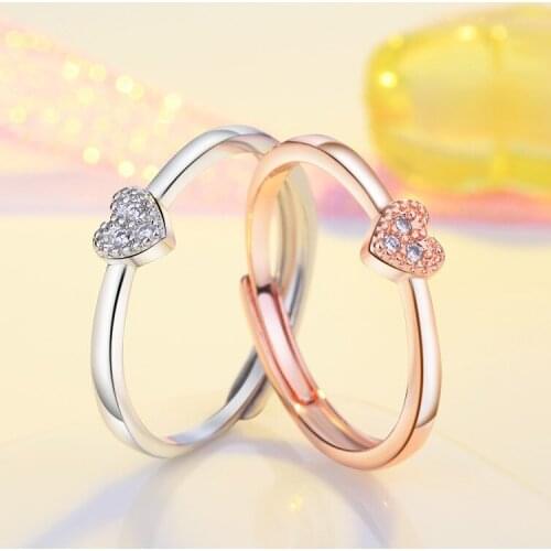 Simple little love ring cute lady finger ring romantic birthday engagement gift for girlfriend fashion zircon jewelry