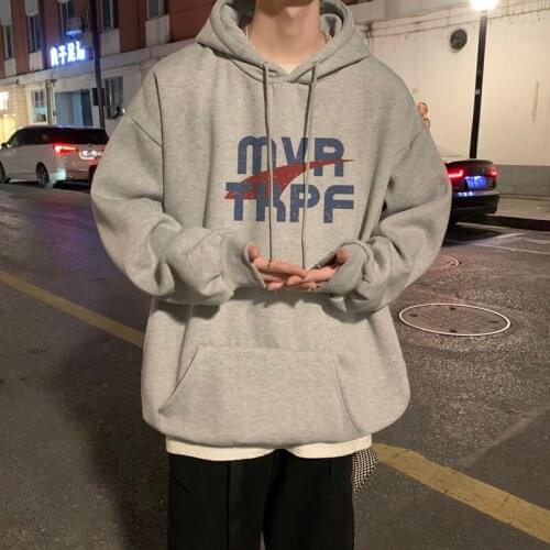 INXYZ 2021 Men Fashion Pullover Casual Over Size Creative letters Printing Fleece Thicken Hoodie Autumn Winter All-match Unisex