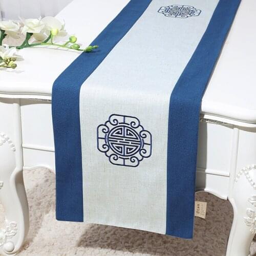 Lucky Chinese Banquet Dinner Table Runner Vintage Party Decoration Rectangle Cotton Linen Tea Coffee Tablecloth Protection Pads
