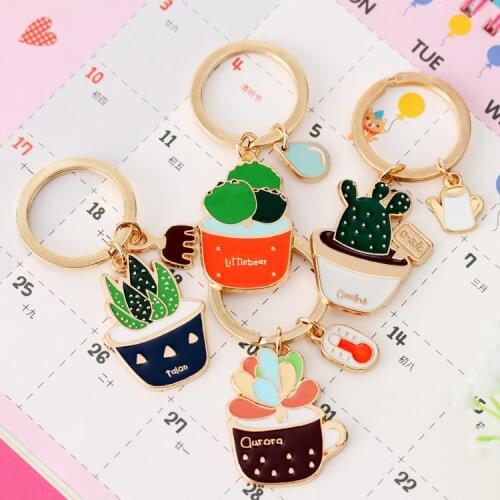 There are four types of lovely and succulent plants, creative giant cute giant exquisite key chain, you can choose one as a gift