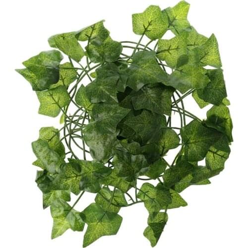 Reptile Terrarium Box Artificial Vine Decoration Lizard Green Leaves Fake Plants
