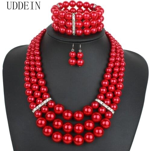 UDDEIN Handmade Beads Necklace Bracelet Earrings Pack Bohemian Statement African Collar Nigerian Wedding Indian Jewelry Sets