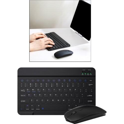 Ultra Slim Compact Bluetooth 10inch Keyboard Mouse Comb for PC Desktop