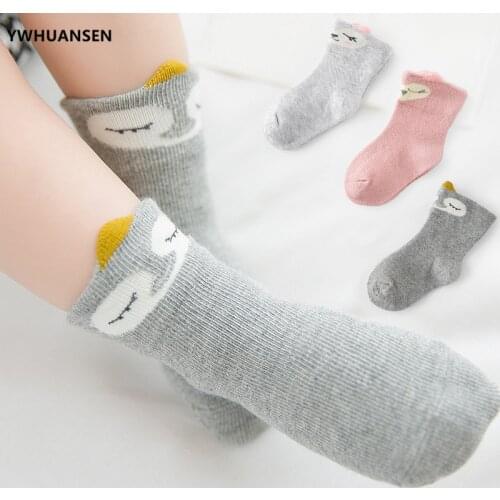 YWHUANSEN 3 Pairs/lot High Quality Autumn Winter Socks On the Boy Cotton Socks For Children Cute Cartoon Baby Girl Clothes Socks
