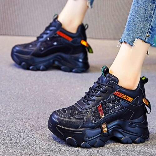 Fashion Sneaker Womens Cow Leather Platform Wedge Ankle Boots Creeper Shoe Increasing Height Casual Shoes 34 35 36 37 38 39