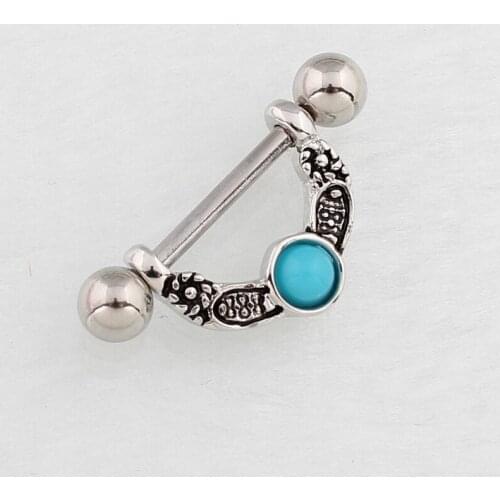 1PCS Vintage Sexy Stainless Steel Natural Stone Bead Nipple Shield Ring for Women Body Piecing Jewelry Gifts