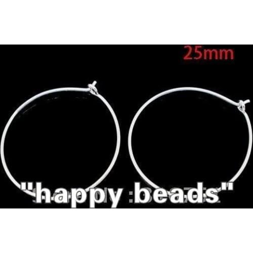 1000pcs Silver Plated Earring Hoops/Wine Glass Charm Rings 25mm/DIY(w00862x10)