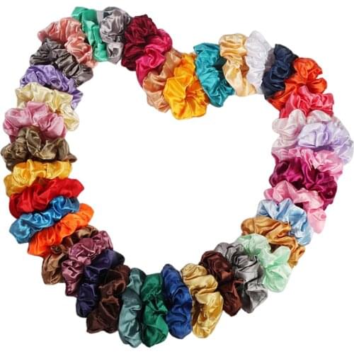 100x Colorful Satin Silky Scrunchies Hairband Womens Girls Ponytail Holder