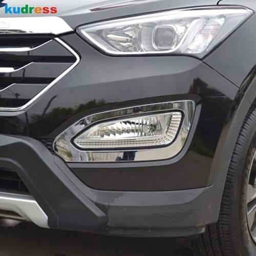 For Hyundai Santa Fe IX45 2013 2014 2015 Chrome Front Fog Light Lamp Cover Trim Foglight Frame Stciker Car Styling Accessories
