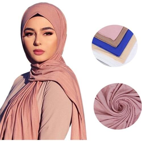 2020 New Muslim Hijab Women Jersey Scarf Shawls And Wraps Plain Hijabs Turban Foulard Femme Arab Woman Head Scarf Kopftuch