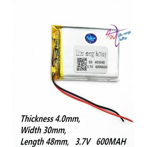 3.7V,600mAH,[403048] PLIB / polymer lithium ion Li-ion battery for GPS,mp3,mp4,cell phone,speaker,DVR RECORDER